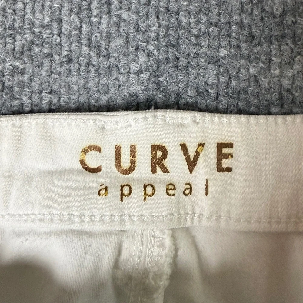 Curve Appeal Womens White Bermuda Shorts Plus Size 20W Stretch Twill Cuffed Hem
